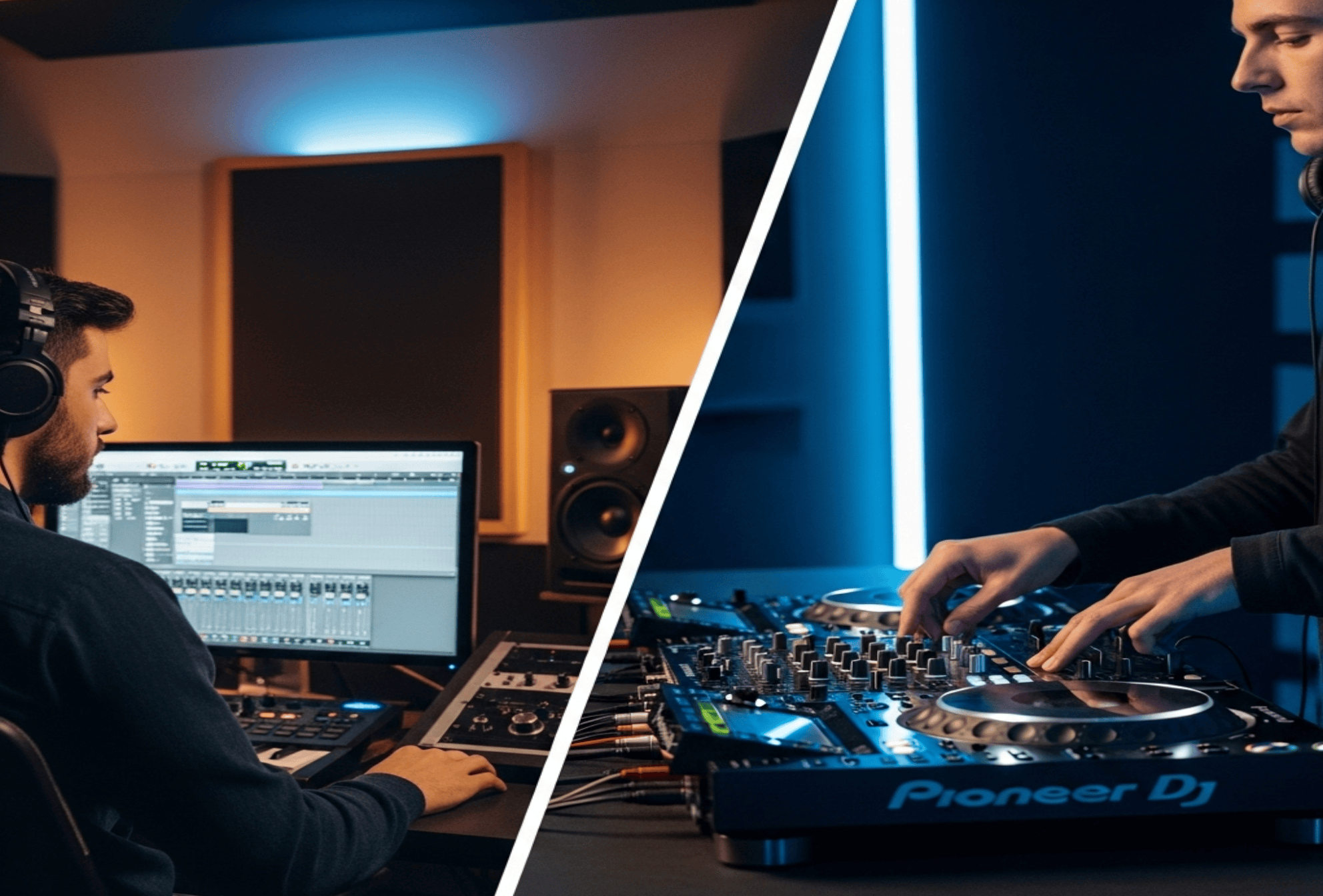Un casque audio posé sur un contrôleur MIDI Ableton Push, prêt à suivre un cours particulier de production musicale et de beatmaking dans le cadre de la formation proposée par DJ Network.