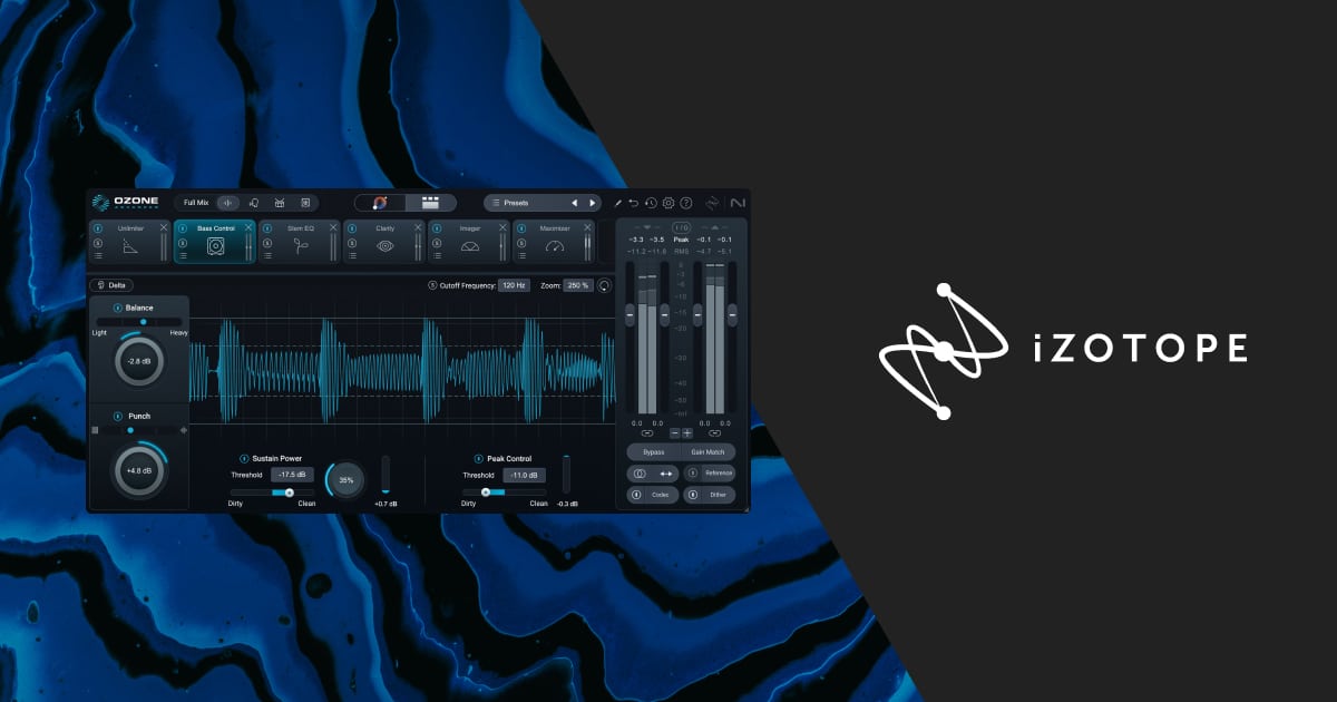 Interface du plugin de mastering iZotope Ozone 12 avec le module Stem EQ