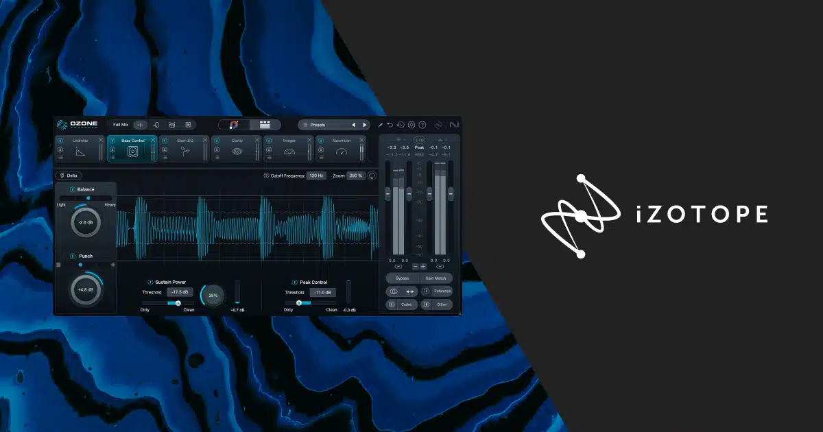 Interface du plugin de mastering iZotope Ozone 12 avec le module Stem EQ