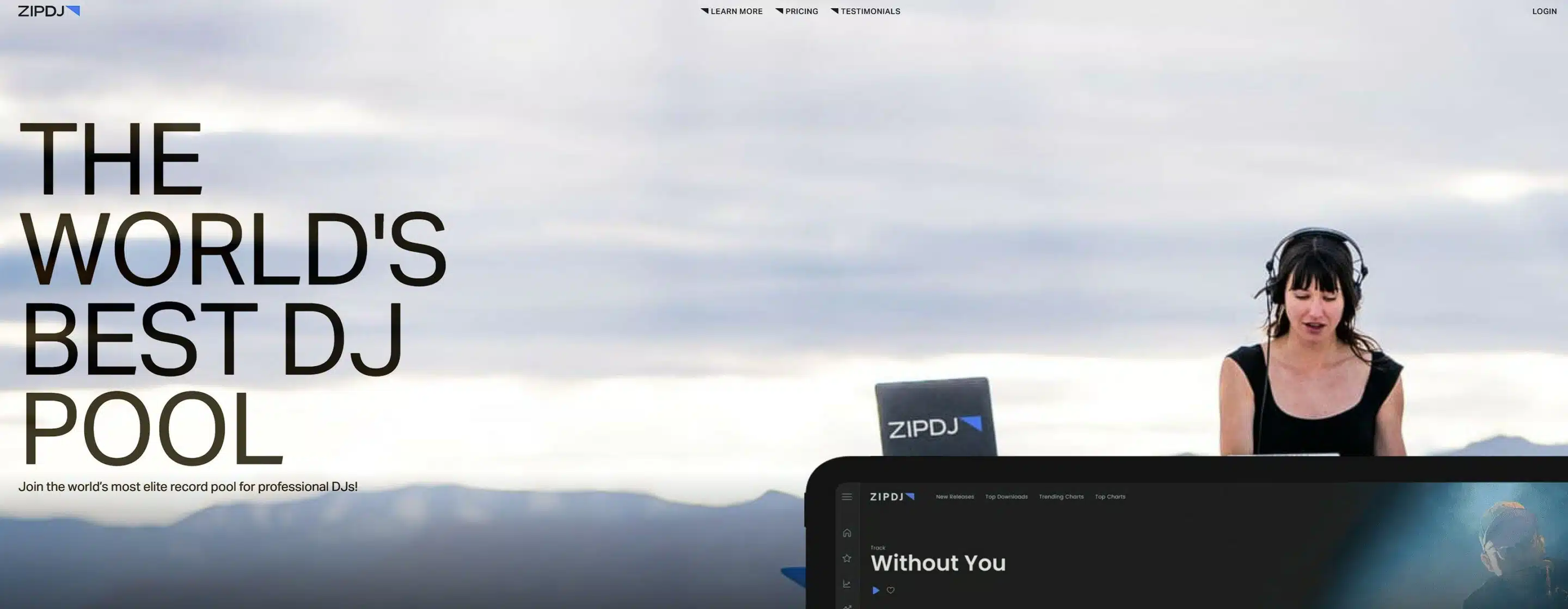 Interface du DJ pool ZIPDJ ZIPDJ - DJ pool spécialisé musique électronique avec plus de 60 genres et téléchargements illimités